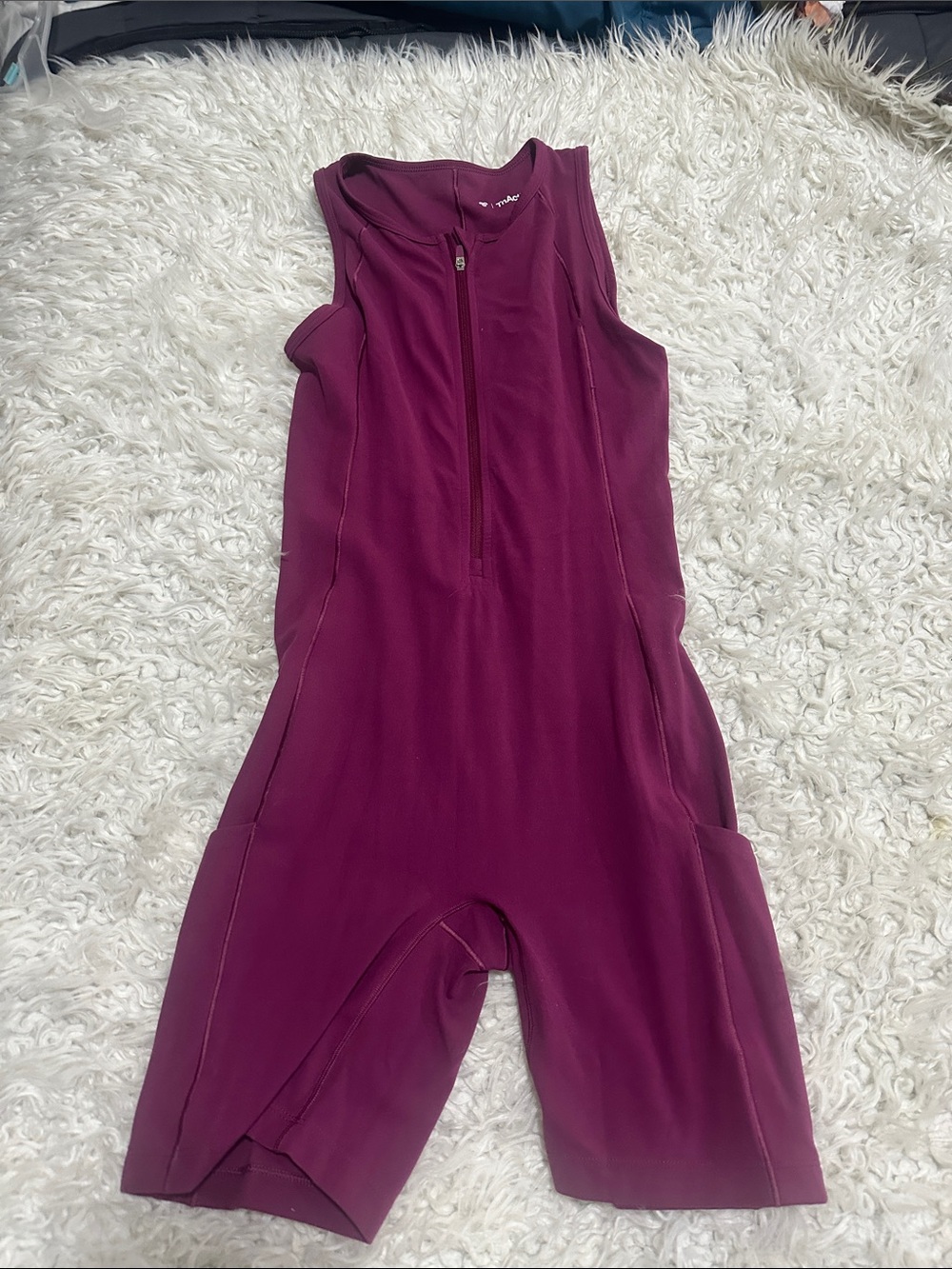 TNA Sleeveless Plum Zip-Front Performance Jumpsuit